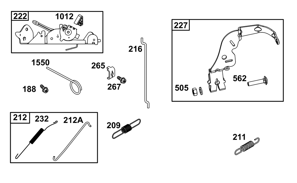 Controls Group Diagram and Parts List for 40N777-0004-B5 400000 - 699999 Briggs and Stratton Engine